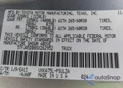 2025 Toyota Tundra Crewmax Limited from USA, damaged, VIN 5TFJA5DB8SX262952